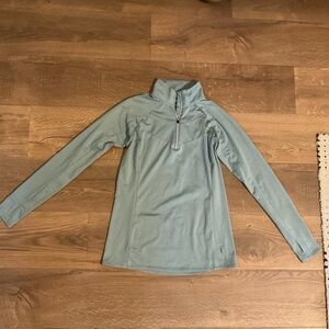 RBX quarter zip sea foam green long sleeved athletic top with thumb holes, S